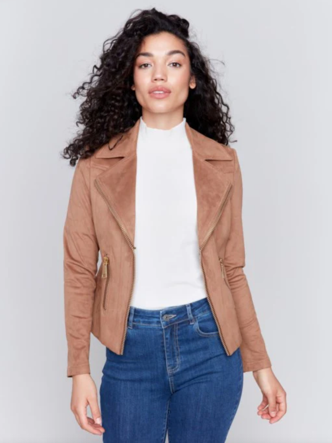 Vintage Suede Moto Jacket - Truffle