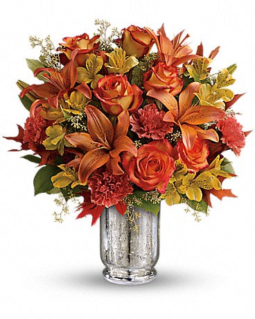 Fall Blush Bouquet In Mercury Hurricane