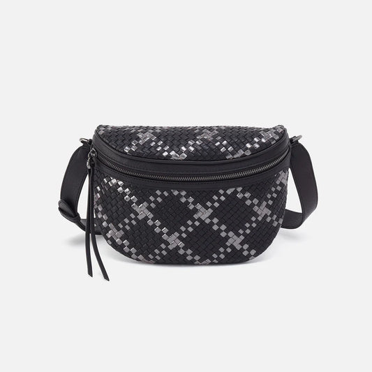 HOBO Juno Belt Bag, Black Metallic Woven