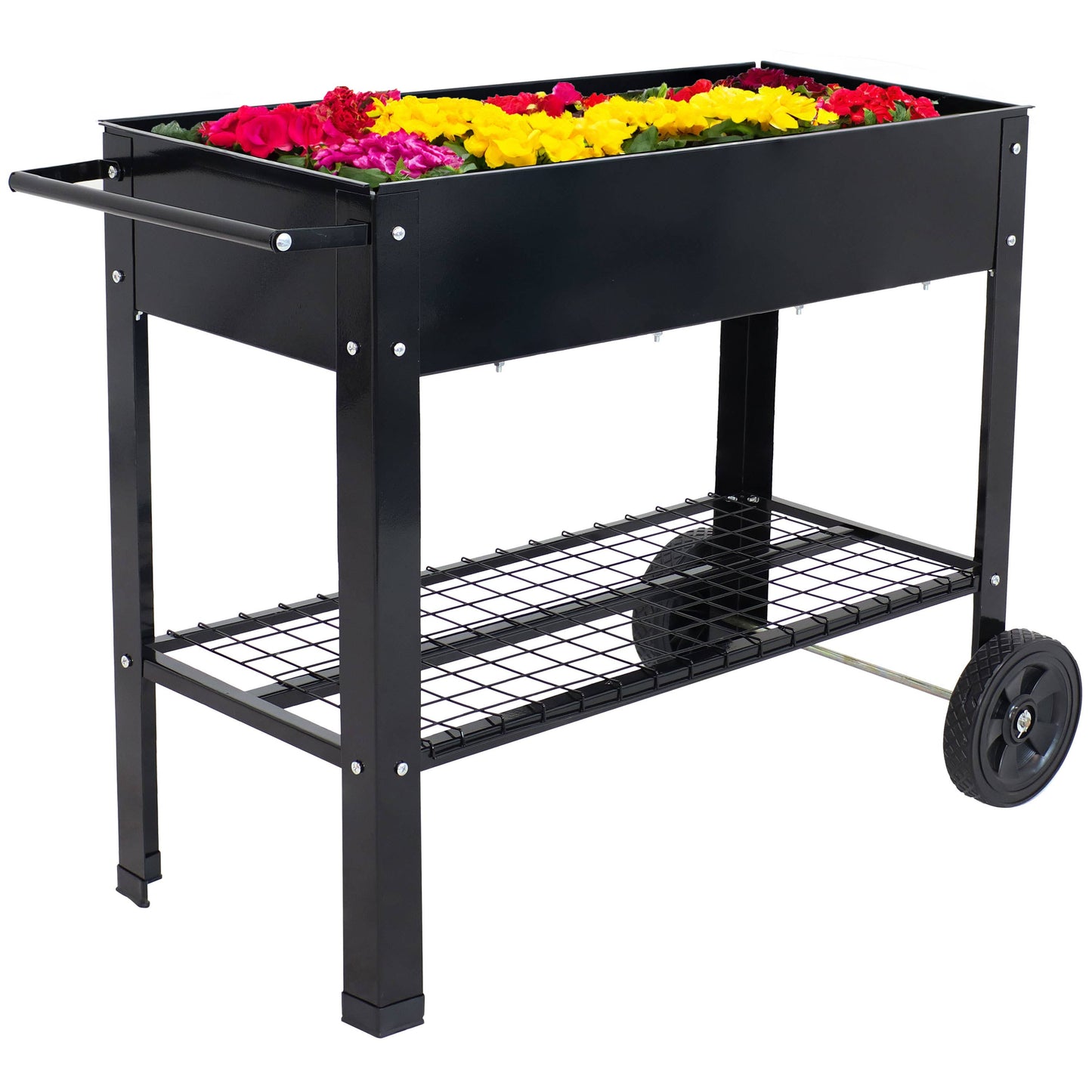 Sunnydaze Steel Garden Bed Cart - 41" L - Black