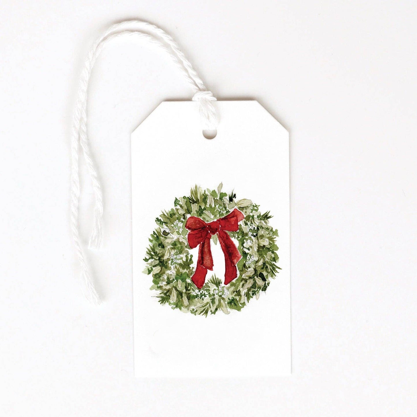 Red bow wreath gift tags