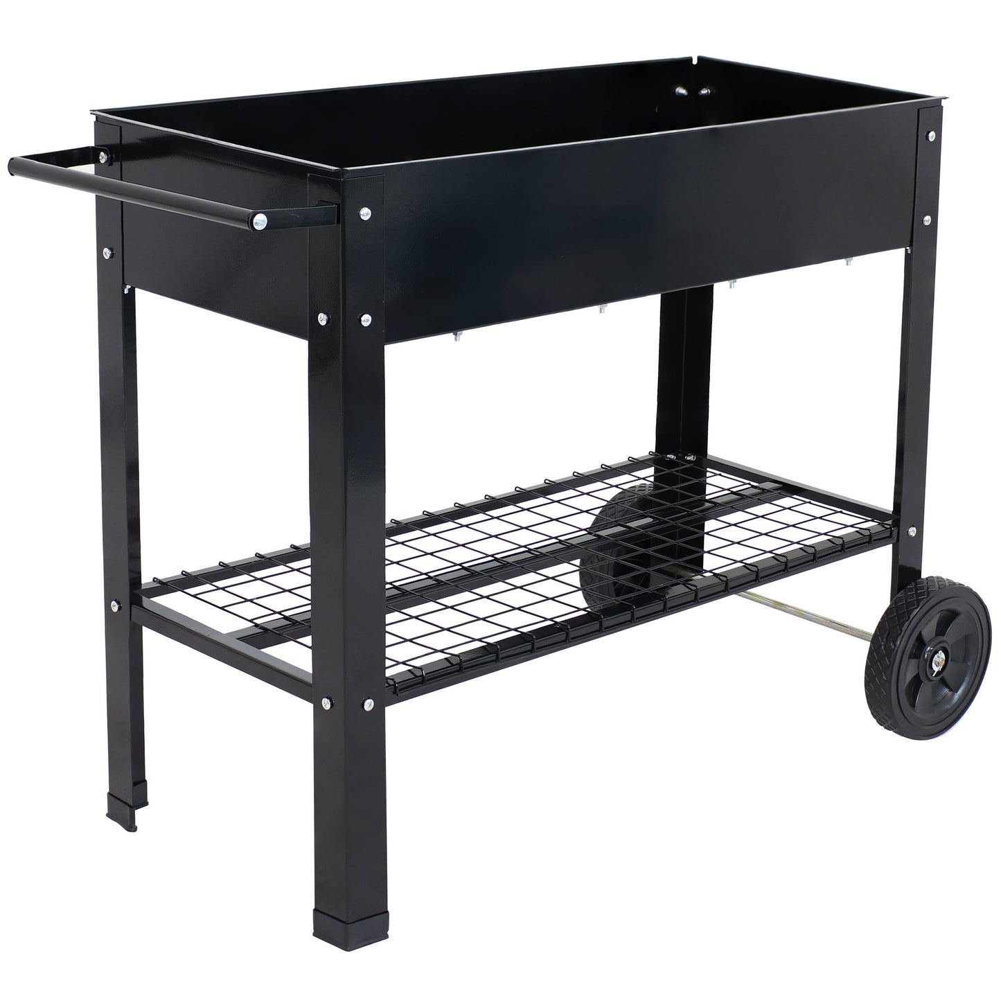 Sunnydaze Steel Garden Bed Cart - 41" L - Black