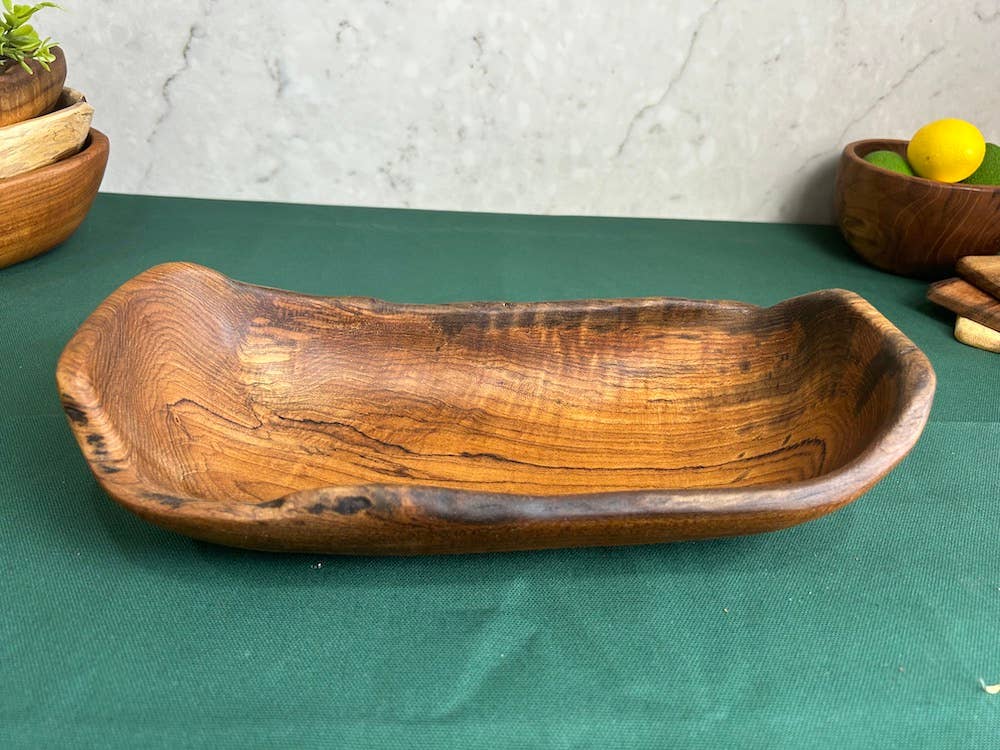 Salvaged Teak Root Oval Rustic Bowls - Hand Carved - Medium