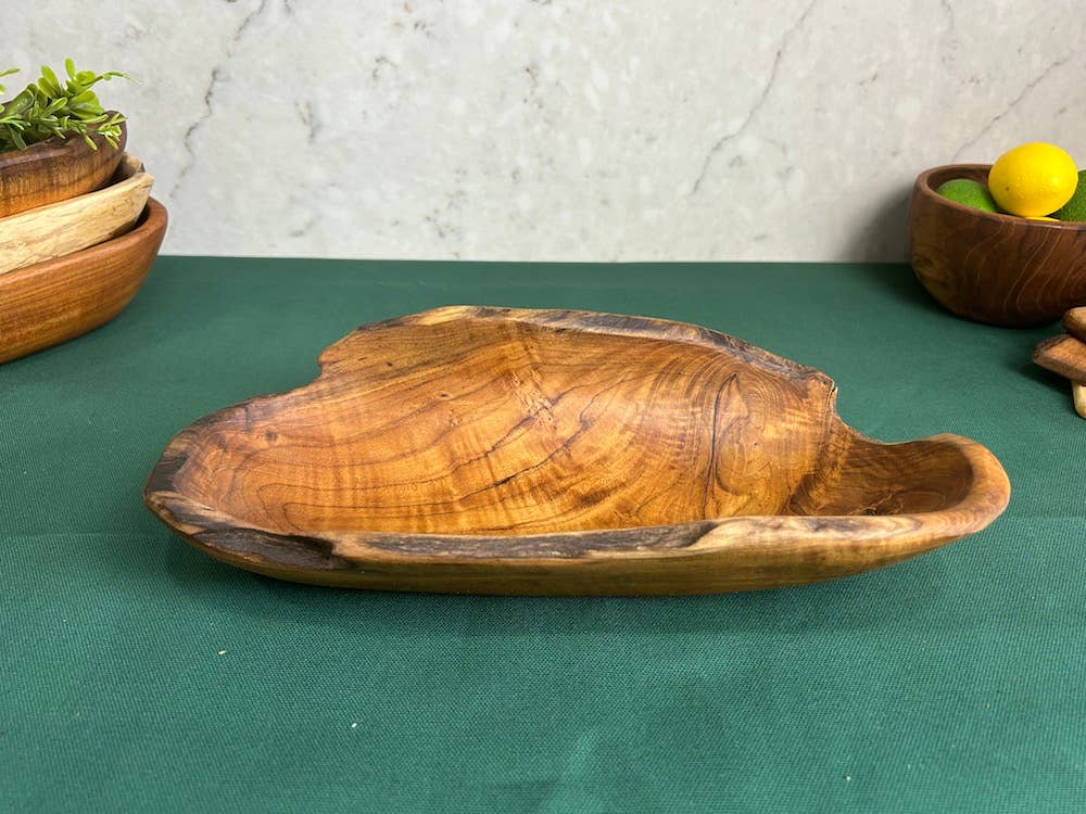 Salvaged Teak Root Oval Rustic Bowls - Hand Carved - Medium