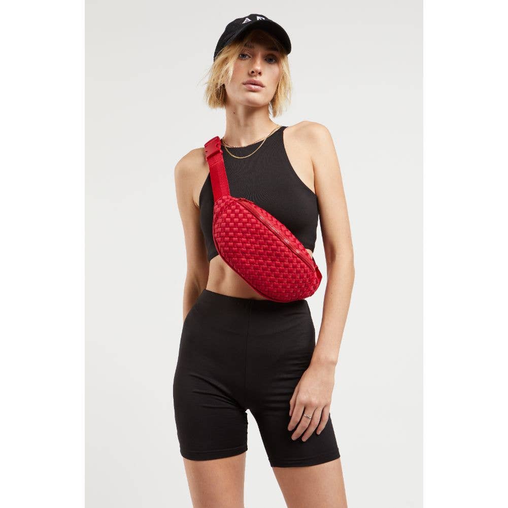 Aim High  Woven Neoprene Belt Bag: Red