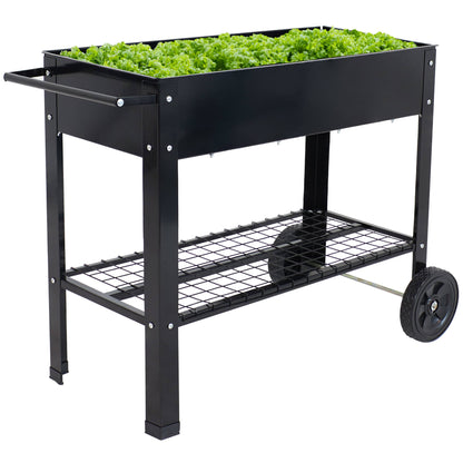 Sunnydaze Steel Garden Bed Cart - 41" L - Black