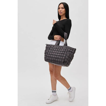 Dreamer - Quilted Nylon Tote: Black
