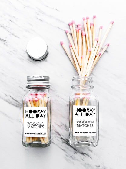 Colorful Wooden Matches In Little Glass Bottle - New Colors!: Kelly Green