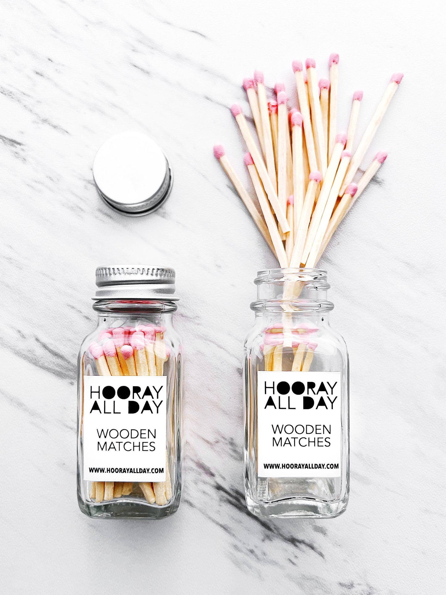 Colorful Wooden Matches In Little Glass Bottle - New Colors!: Hot Pink