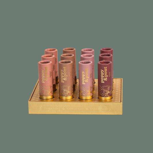 Product Display, 12 Lip Tint Tray, Gold