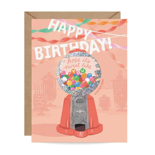 Gumball Machine Scratch-off Birthday Card