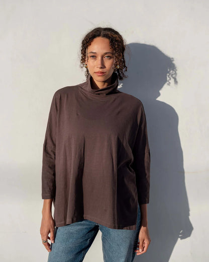 Catalina Turtleneck Tee, Brownstone