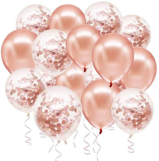 Rose Gold Confetti Balloon Bouquet (8-Pack)
