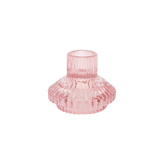 Small Pink Glass Candle Holder