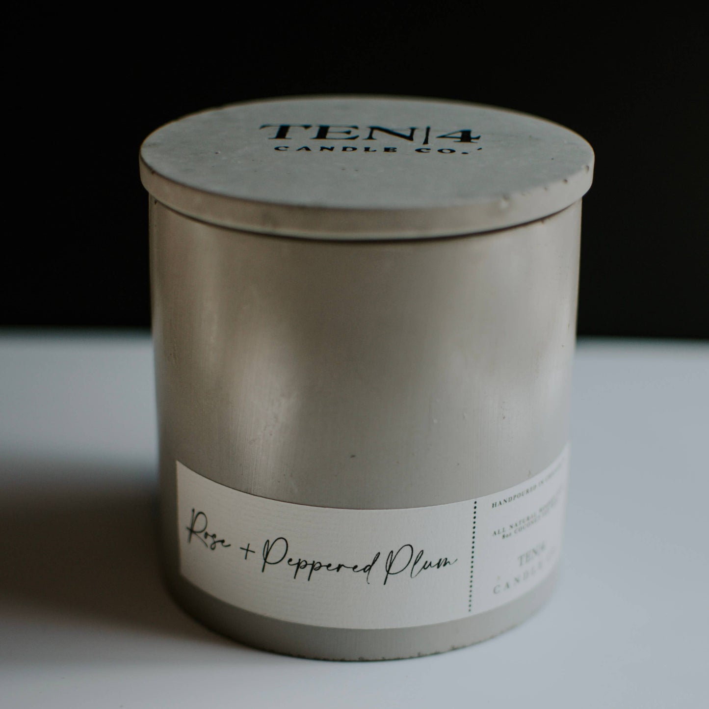 TEN|4 Candle Co. - Rose + Peppered Plum -Floral Scented Concrete Candles