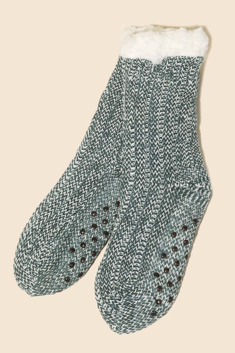 Crochet Knit Winter Socks: Green