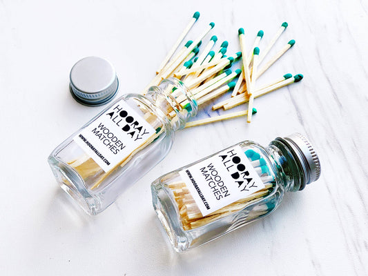Colorful Wooden Matches In Little Glass Bottle - New Colors!: Kelly Green