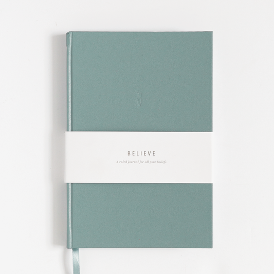 Promptly Journals - Blank Journal - Believe Dusty Blue Leatherette