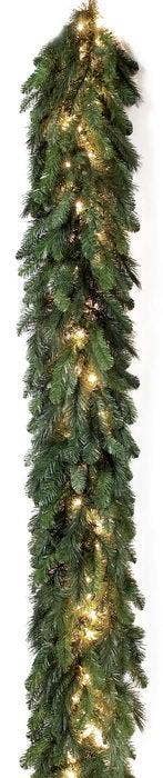 Lit Deluxe Evergreen Garland, 9'x14", 210t/100l